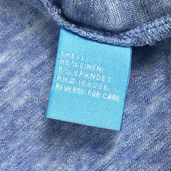 J. McLaughlin Blue Linen Blend 3/4 Sleeve V-Neck Button Top Women’s Large - Picture 7 of 9